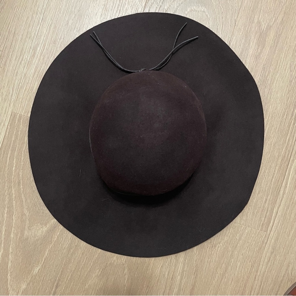 Woman Elegant Brown Wool Wide-Brim Hat winter elegant accessories sophisticated - Picture 8 of 8